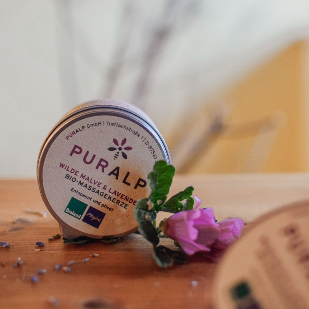 Wilde Malve & Lavendel Bio-Massagekerze