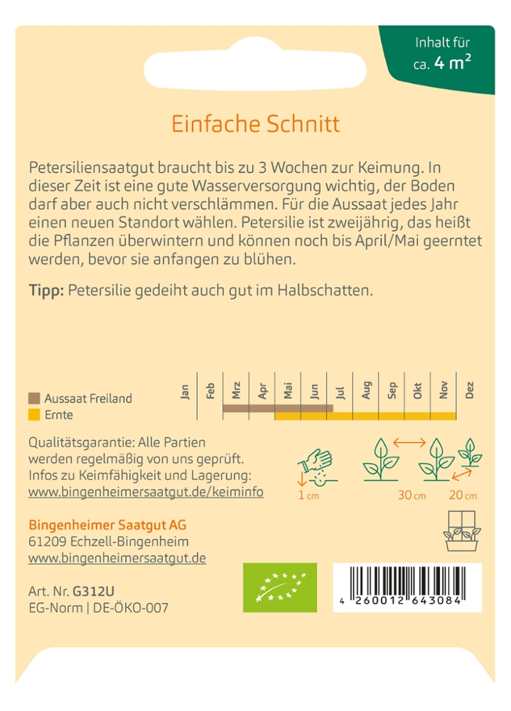 Glatte Petersilie 'Einfacher Schnitt 3'