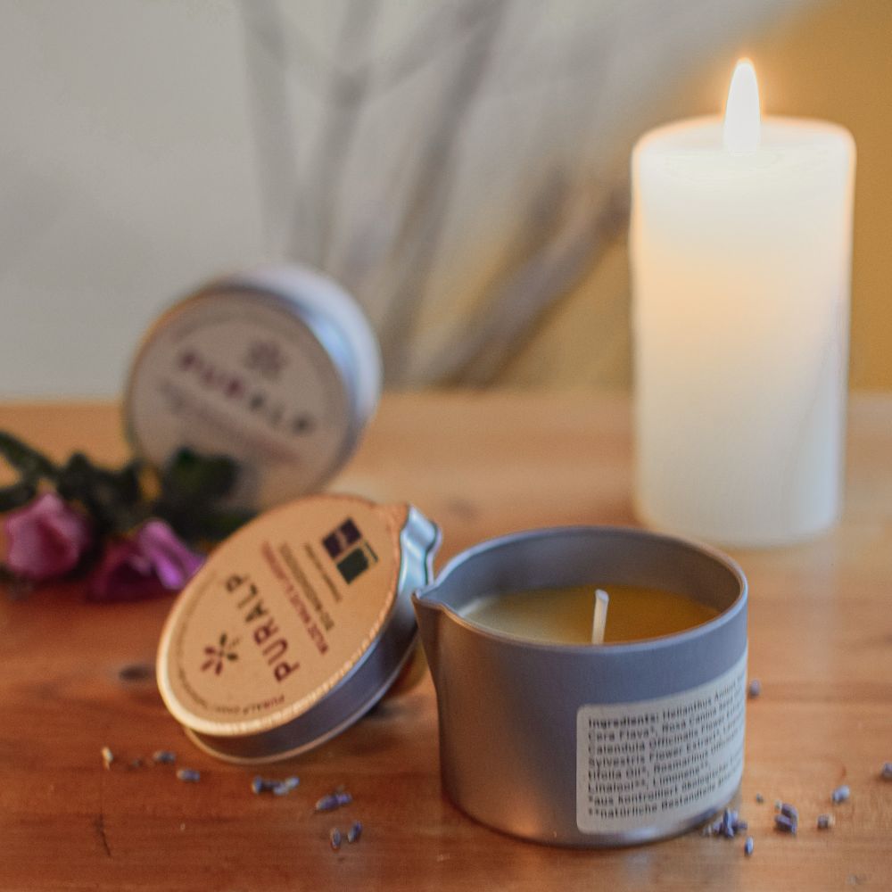 Wilde Malve & Lavendel Bio-Massagekerze