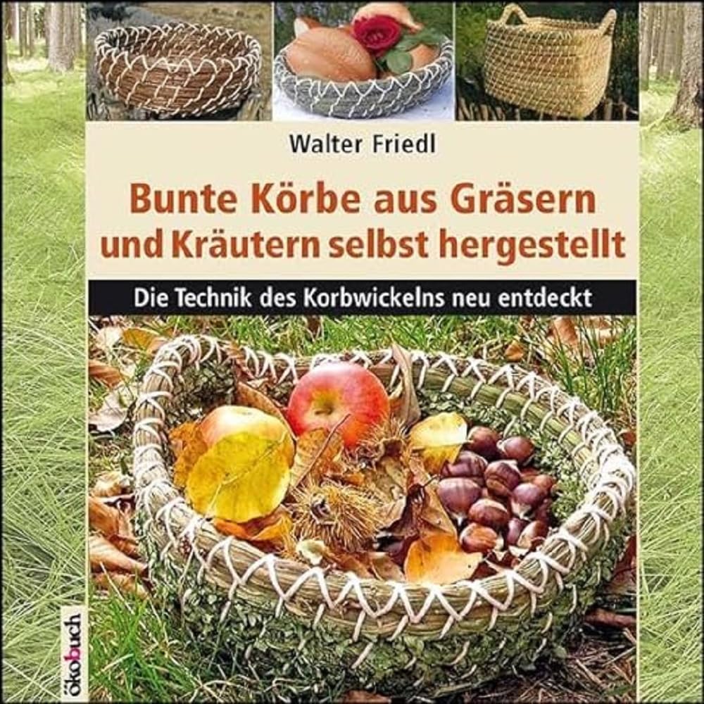 Bunte Körbe aus Gräsern und Kräutern