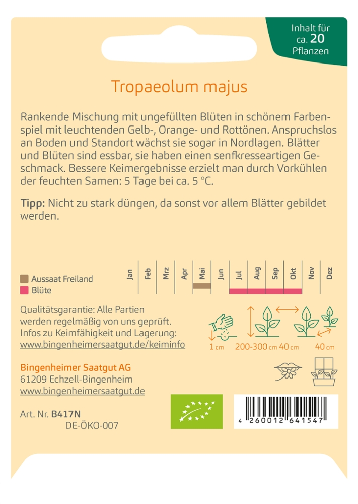 Rankende Kapuzinerkresse 'Tropaeolum majus' Rankende Kapuzinerkresse 'Tropaeolum majus'