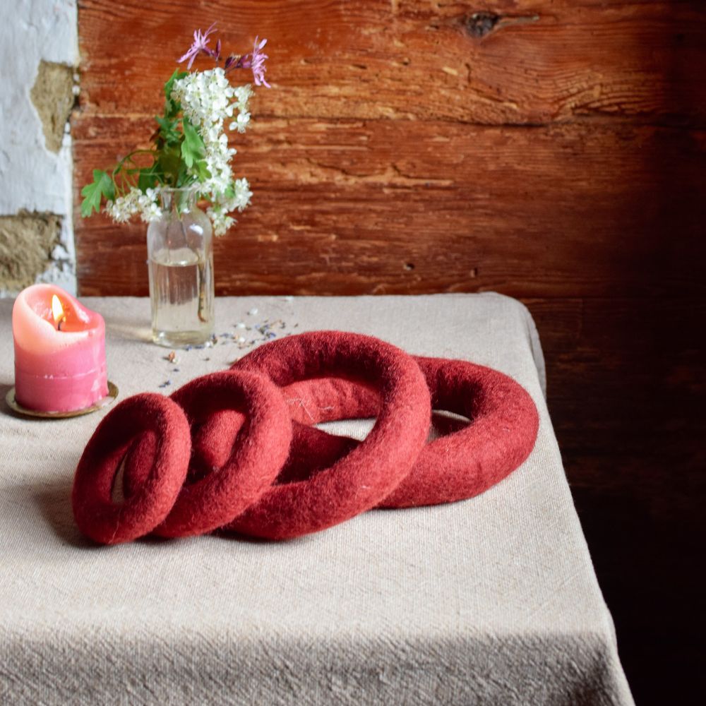 Filzring für Klangschalen dunkelrot