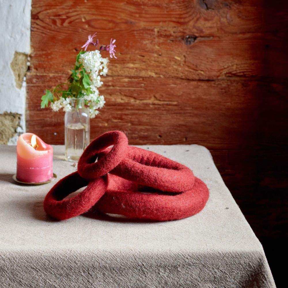 Filzring für Klangschalen dunkelrot