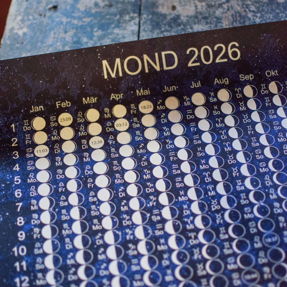 Mondkalender 2026 Poster DIN A2 gefalzt