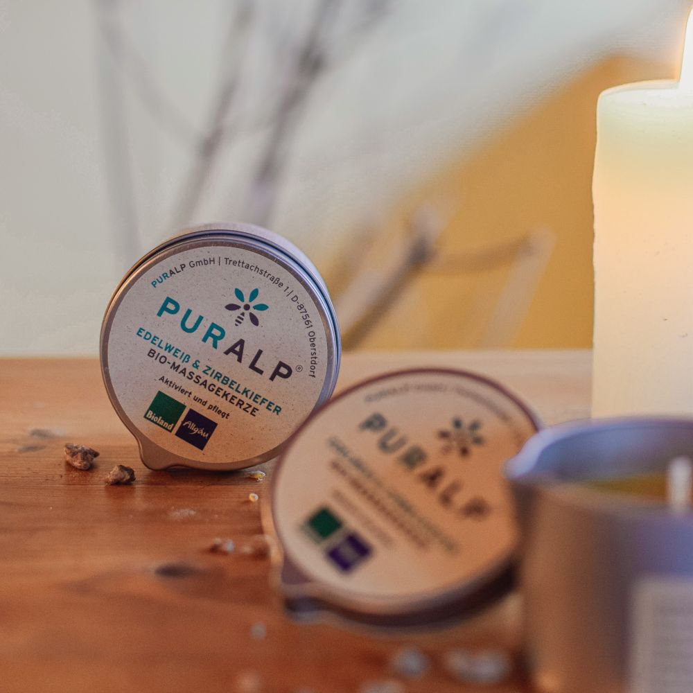 Edelweiß & Zirbelkiefer Bio-Massagekerze