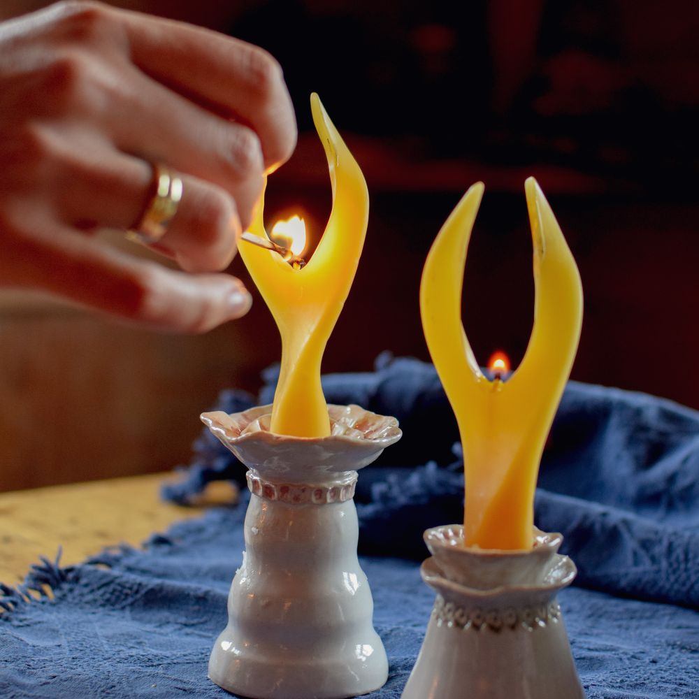 Bienenwachs-Engelkerze 3er-Tüte natur